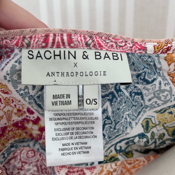 Anthropologie White & Pink Draped Kimono Shawl Paisley & Sequins 1 Size NEW - Picture 5 of 6